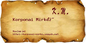 Korponai Mirkó névjegykártya